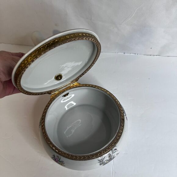 VTG Porcelain Silent Butler Crumb Ashes Collector Hinged Lid Andrea By Sadek - Picture 12 of 16
